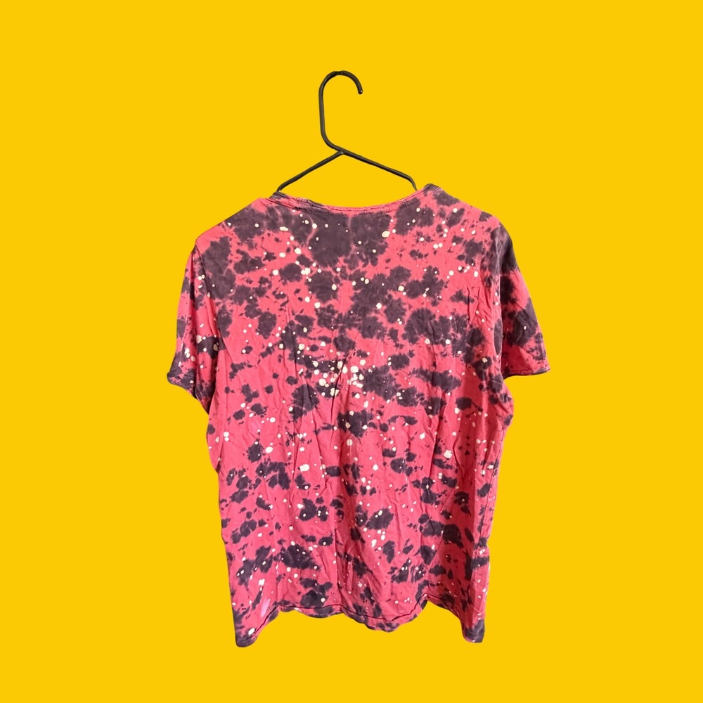 Guess Los Angeles Obscenely Loud Distressed Bleach Wash T-Shirt Mens Small Red - Picture 2 of 4